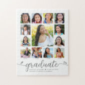 Graduation K–12 Modern Script Photo Collage White ジグソーパズル (縦)