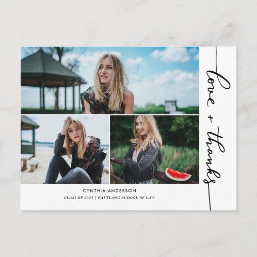 Graduation Love And Thanks Script Photo Collage ポストカード (正面)