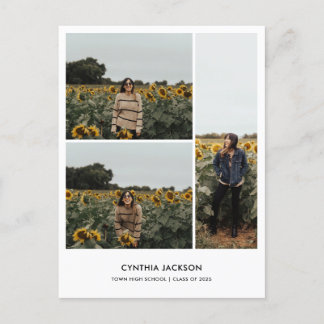 Graduation Minimal Photo Collage Thank You ポストカード