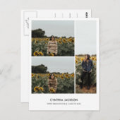 Graduation Minimal Photo Collage Thank You ポストカード (正面/裏面)