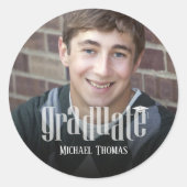 Graduation Modern Photo Simple Minimalist Picture ラウンドシール (正面)
