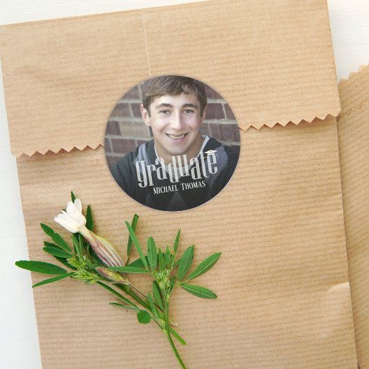 Graduation Modern Photo Simple Minimalist Picture ラウンドシール