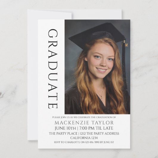 Graduation Modern Photo Template Personalized 招待状 (正面)