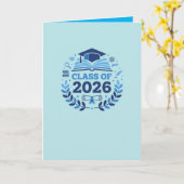 Graduation Motif Class of 2026 BlueTheme Blank カード (黄色い花)