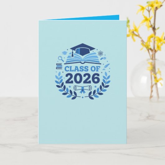 Graduation Motif Class of 2026 BlueTheme Blank カード (黄色い花)