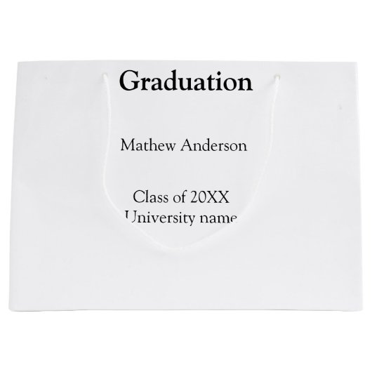 Graduation name class of 20XX university name simp ラージペーパーバッグ (正面)