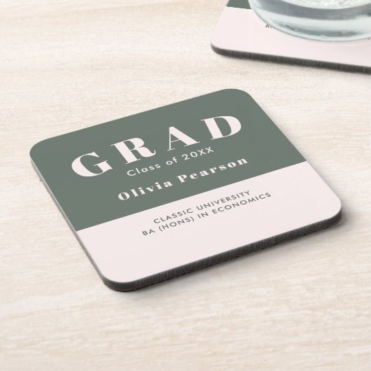 Graduation Name Class Year Set of 6 Keepsake コースター (左側)