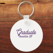 Graduation name purple simple minimal stylish call キーホルダー (裏面)