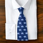 Graduation Navy Blue Cap Icon Pattern Bold Classy ネクタイ