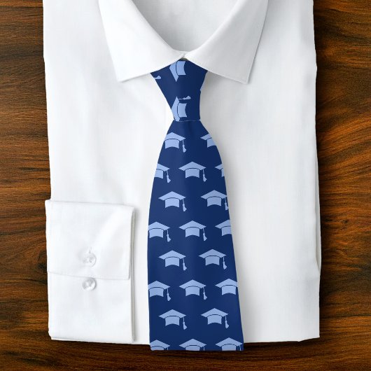 Graduation Navy Blue Cap Icon Pattern Bold Classy ネクタイ