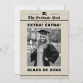 Graduation Newspaper “Extra Extra” B&W Photo 招待状 (裏面)