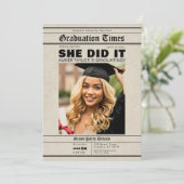 Graduation Newspaper She Did It Photo 招待状 (スタンド正面)