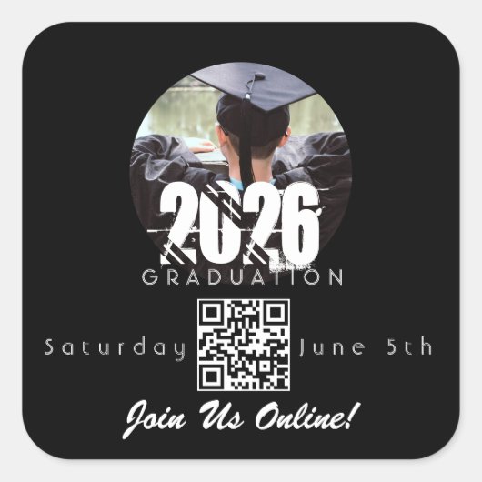 Graduation Online Invitation QR Code 2026 スクエアシール (正面)