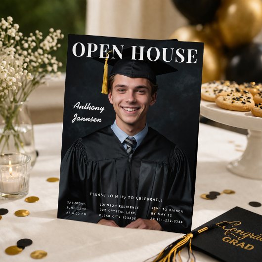 Graduation Open House Photo Invite 招待状
