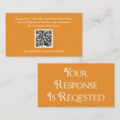 Graduation Orange White RSVP QR Code Response Card エンクロージャーカード (正面/裏面)