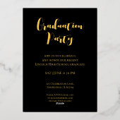 Graduation Party 2 Photo Black and Gold Typography 箔招待状 (裏面)