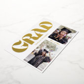 Graduation Party 2 Photo Black and Gold Typography 箔招待状 (回転した状態)