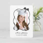Graduation Party Black Bow And Ribbon Frame 招待状 (スタンド正面)
