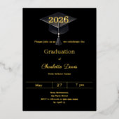 Graduation party black gold class of 2026 luxury 箔招待状 (正面)