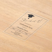 Graduation party black luxury  She did it clear アクリル招待状 (レイダウン)