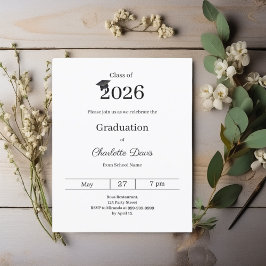 Graduation party black white class 2026 invitation