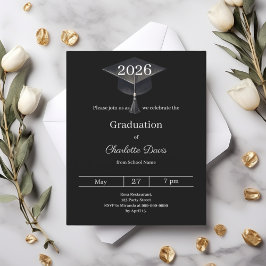 Graduation party black white class 2026 invitation