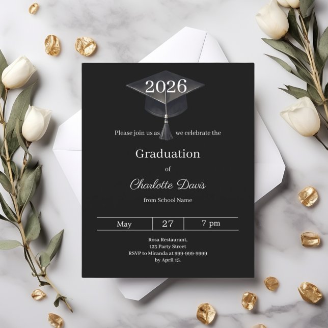 Graduation party black white class 2026 invitation (クリエイターアップロード済み)