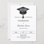 Graduation party black white class of 2026 招待状 (正面)