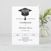 Graduation party black white class of 2026 招待状 (スタンド正面)