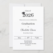 Graduation party black white class of 2026 招待状 (正面)