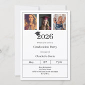 Graduation party black white photo 招待状 (正面)