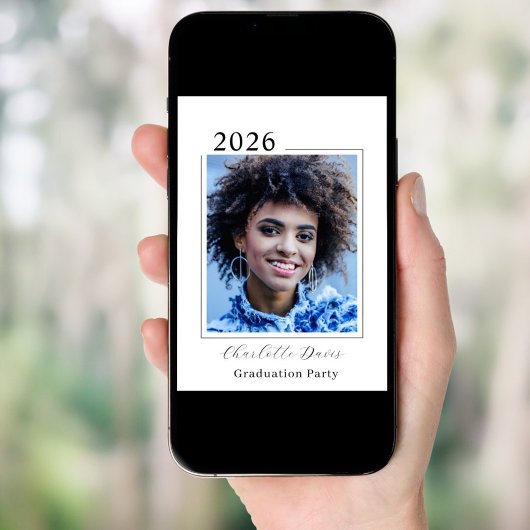 Graduation party black white photo class of 2026 招待状