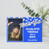 Graduation Party Blue and White Personalize Photo サンキューカード (スタンド正面)