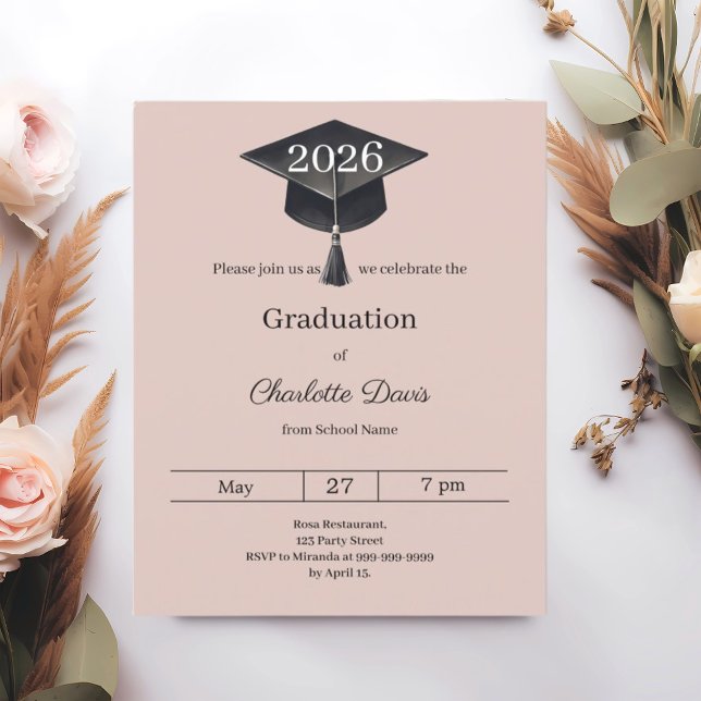 Graduation party blush pink class 2026 invitation (クリエイターアップロード済み)