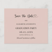 Graduation Party blush pink neutral Save the Date チラシ (裏面)