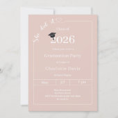 Graduation party blush pink neutral She did it 招待状 (正面)