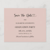 Graduation Party blush pink Save the Date card (裏面)