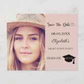 Graduation Party blush pink Save the Date card (正面)
