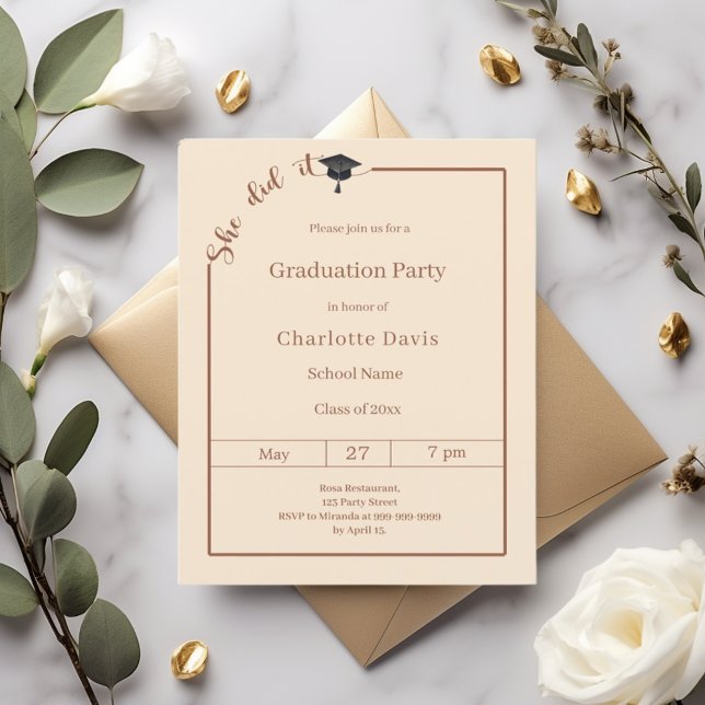 Graduation party Campagne She did it invitation (クリエイターアップロード済み)