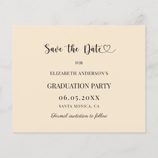 Graduation Party champagne Save the Date card (裏面)