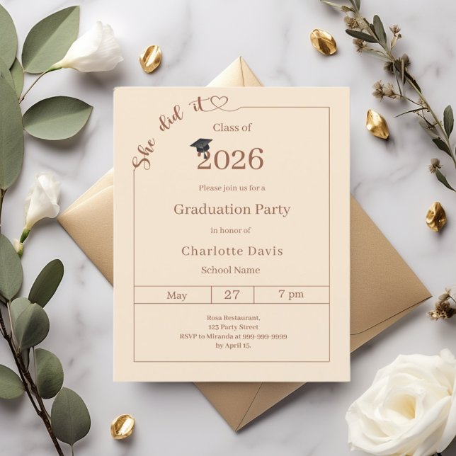 Graduation party champagne She did it invitation (クリエイターアップロード済み)