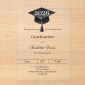 Graduation party class of 2026 clear luxury アクリル招待状 (正面)