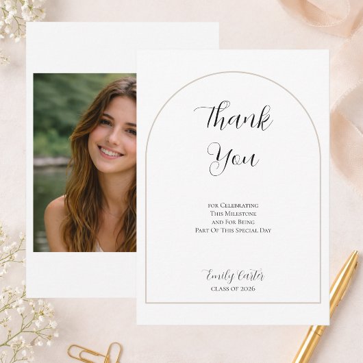 Graduation Party  | Elegant Script Thank You Card サンキューカード