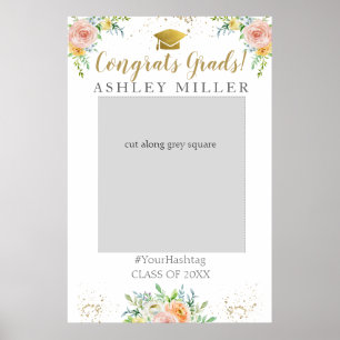 Graduation Party floral Photo Booth Frame ポスター