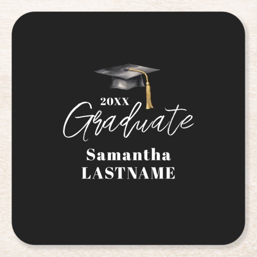 Graduation Party Fun Keepsake Paper Coaster スクエアペーパーコースター (正面)