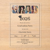 Graduation party grad photo luxury アクリル招待状 (正面)