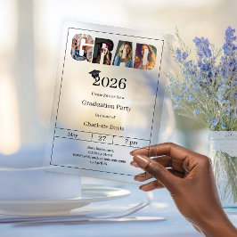 Graduation party grad photo luxury アクリル招待状