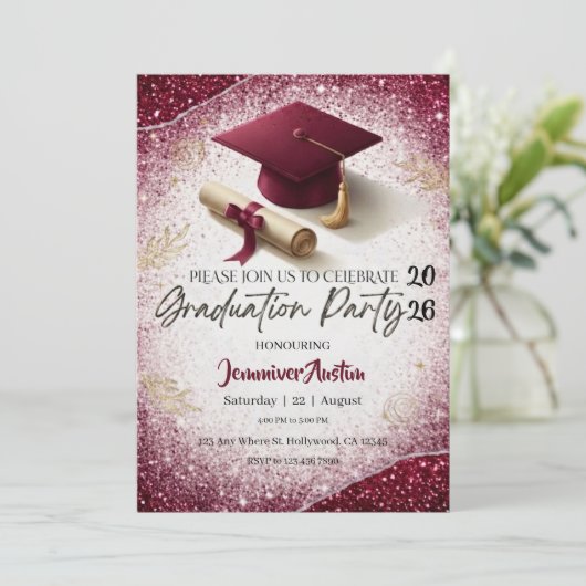 Graduation Party Invitation 招待状 (スタンド正面)