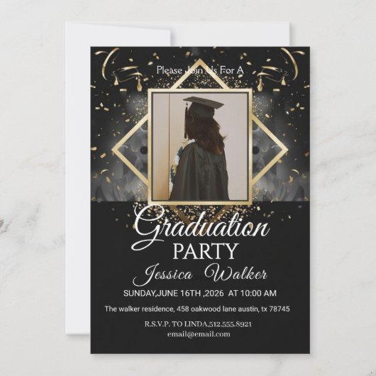  Graduation Party Invitation 2026 招待状 (正面)