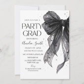 Graduation Party Invitation Black Bow Graduation A 招待状 (正面)